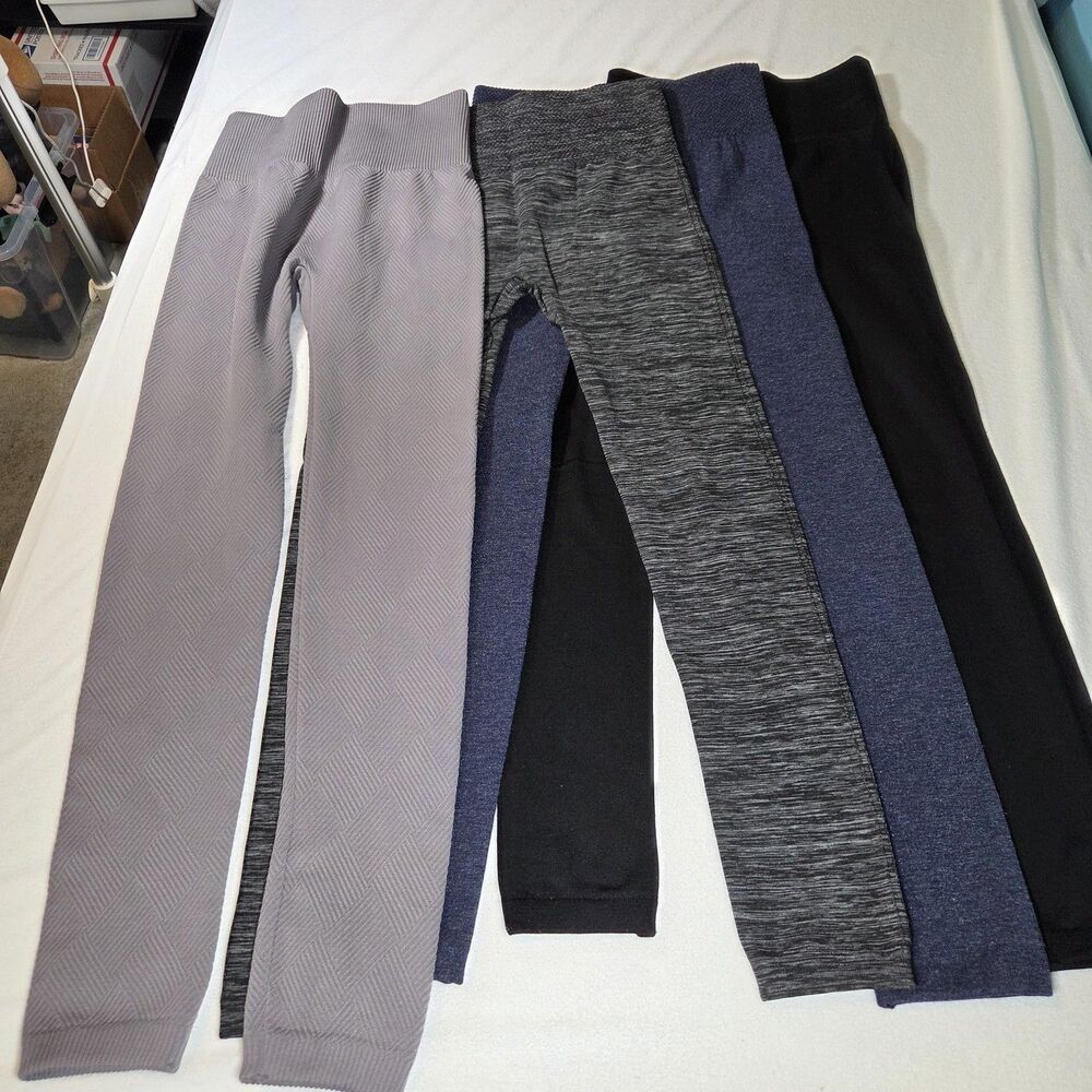 Lot of 4 S/M New Directions Women's Leggings Gray Black Navy Heathered Stretch